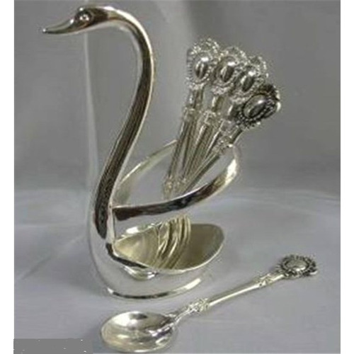 Набор чайных ложек в подставке Lessner Silver Collection "Лебедь" 6 шт.