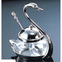 Сахарница с ложкой Lessner Silver Collection"Лебедь"11x7,5x15,5 см